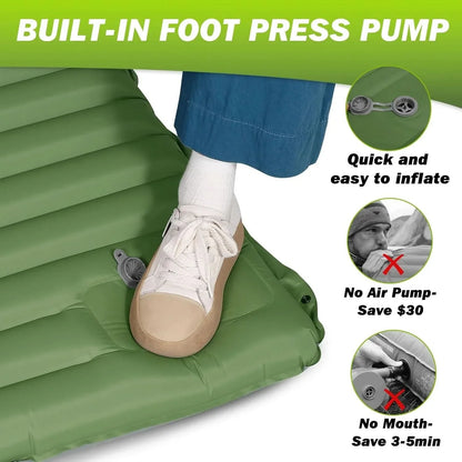 Camping Sleeping Pad Self-Inflating 4-Inch Thick Connectable