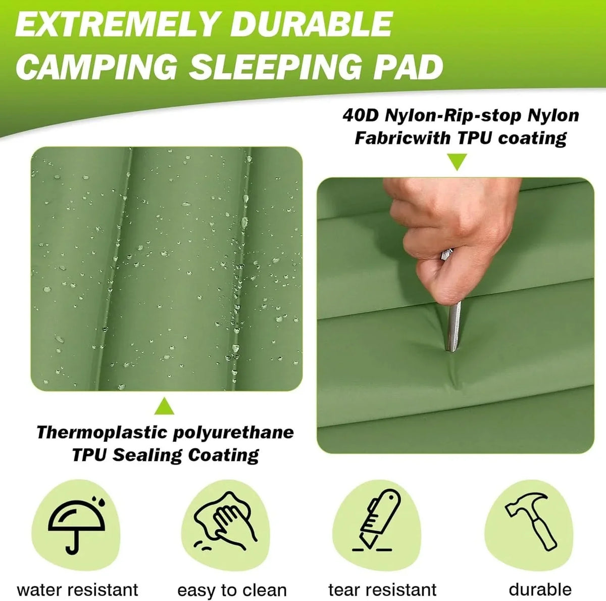 Camping Sleeping Pad Self-Inflating 4-Inch Thick Connectable