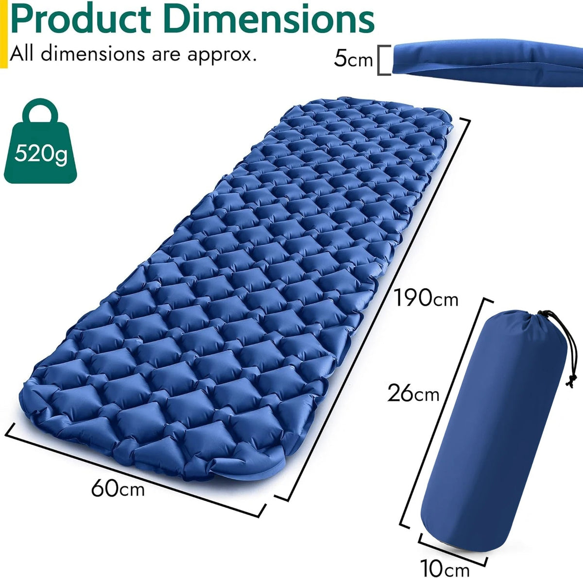 Camping Sleeping Pad Ultralight & Compact Ergonomic Chambers