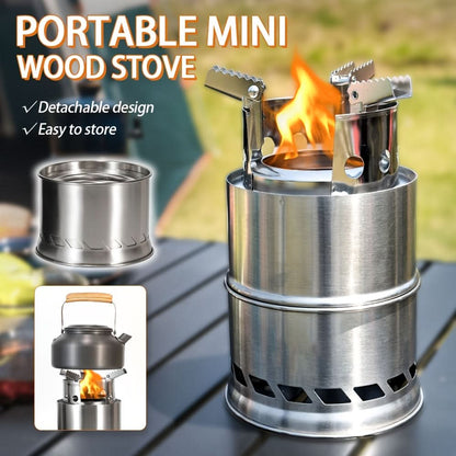 Camping Stove Stainless Steel Double-Layer Heat Circulation Foldable Frame