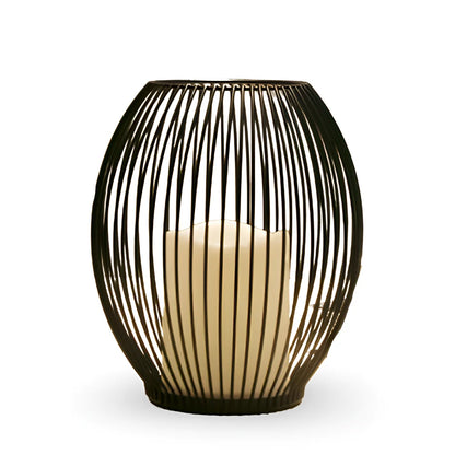 Candle Holder Open Cage Matte Black 3-Piece Set