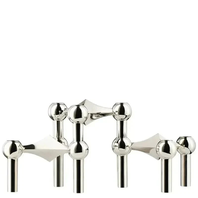 Candle Holder Sculptural Molecular Design Metal Finish
