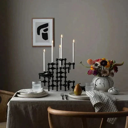 Candle Holder Sculptural Molecular Design Metal Finish