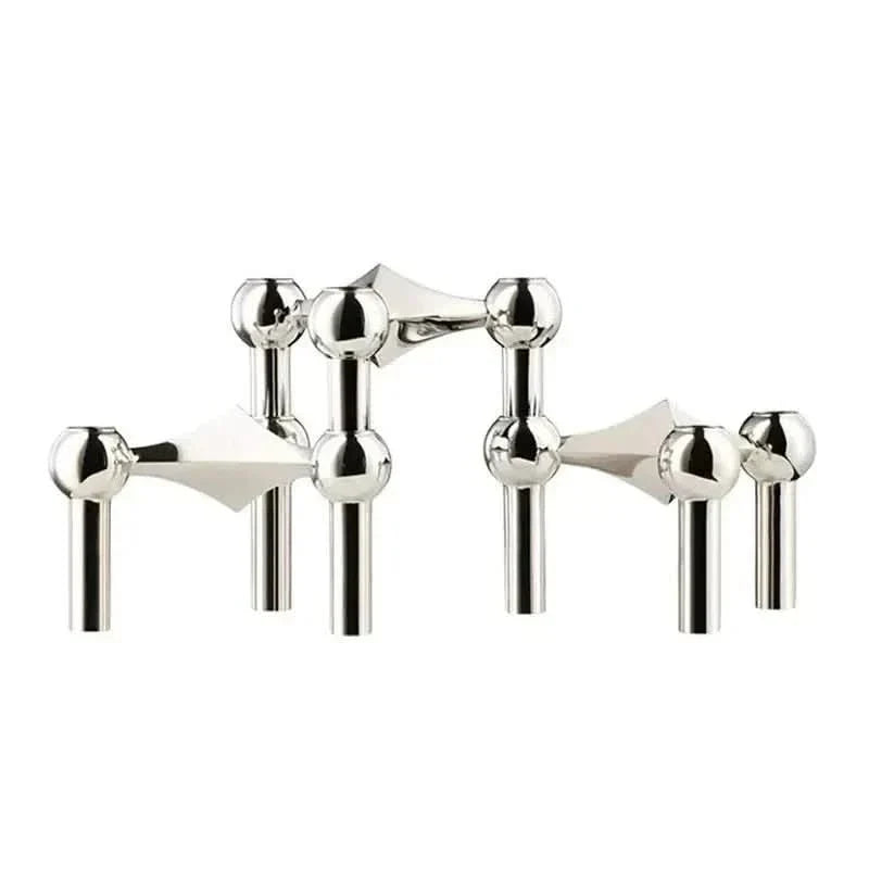 Candle Holder Sculptural Molecular Design Metal Finish