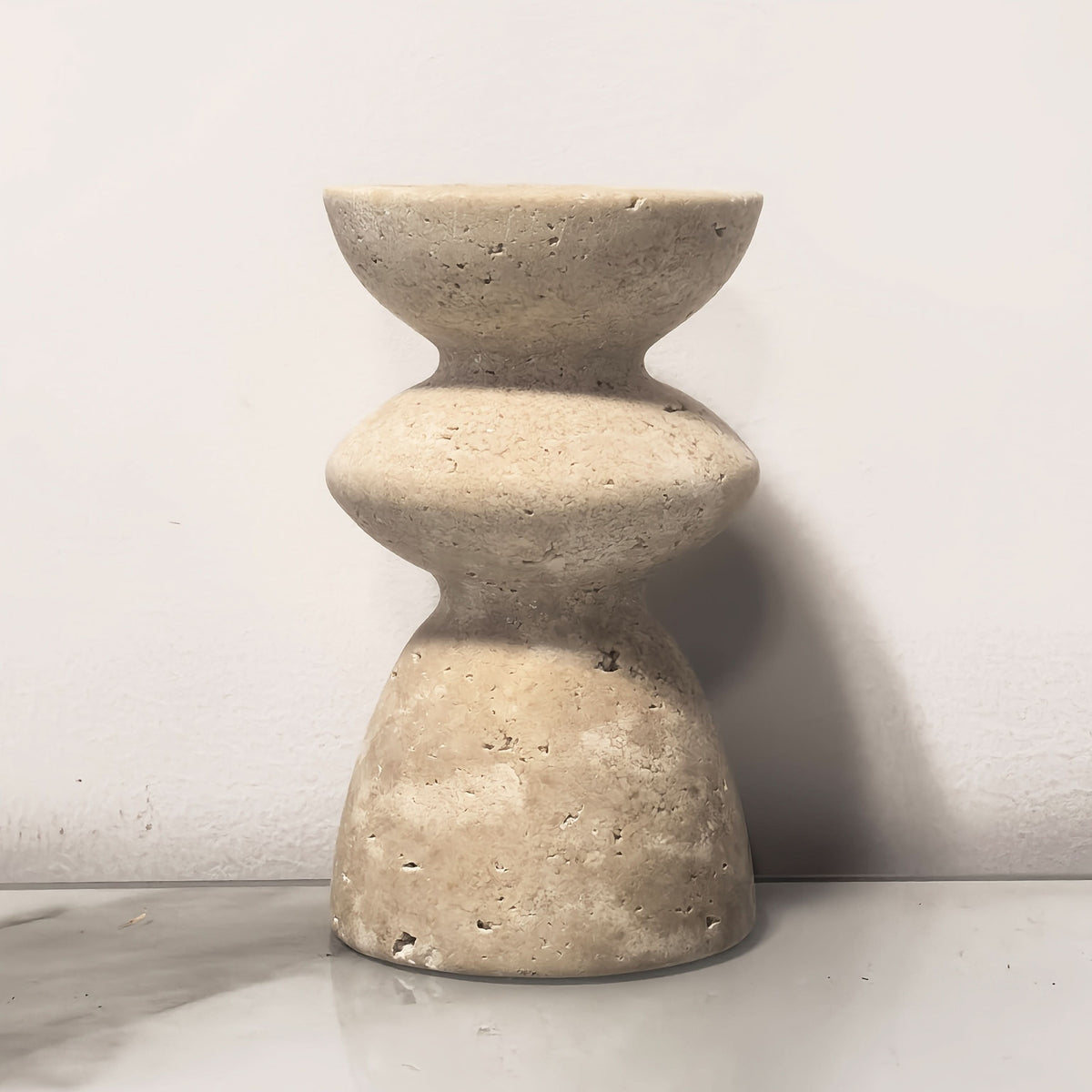 Candle Holder Set Marble & Travertine Varying Heights