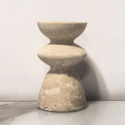 Candle Holder Set Marble & Travertine Varying Heights