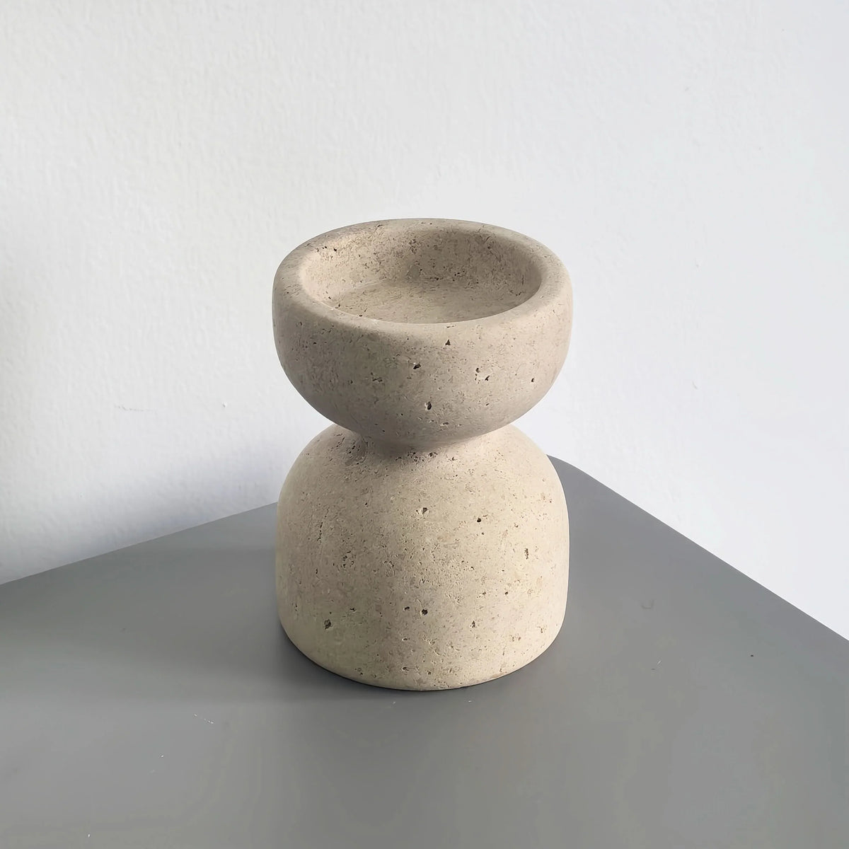 Candle Holder Set Marble & Travertine Varying Heights