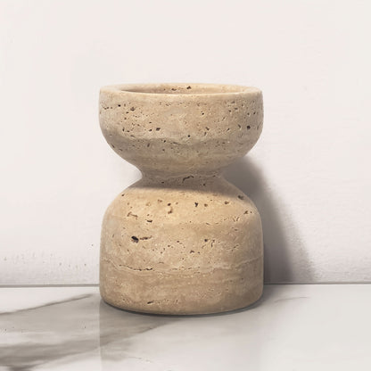 Candle Holder Set Marble & Travertine Varying Heights