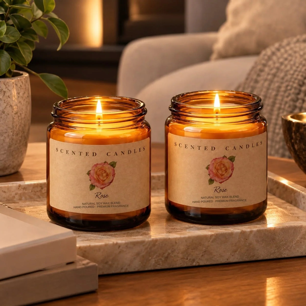 Candle Warmer Refills Rose-Scented Jar Candles Flame-Free