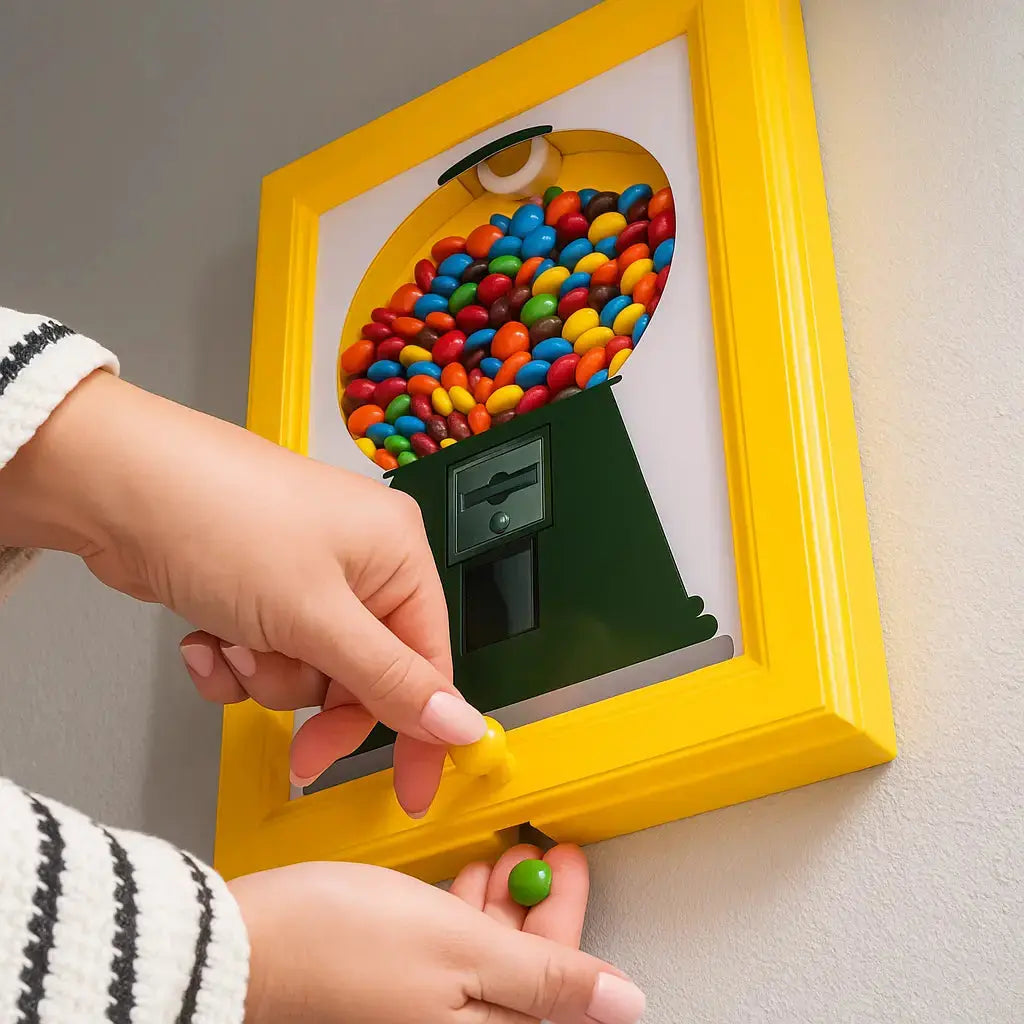 Candy Dispenser Wall Mount Vintage Frame & Child-Safe Knob