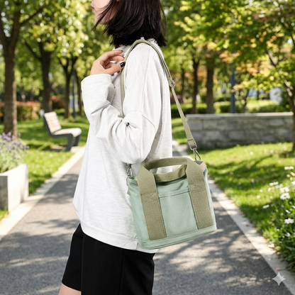 Canvas Tote Bag Organized Interior Wide Soft Straps Metal Zipper