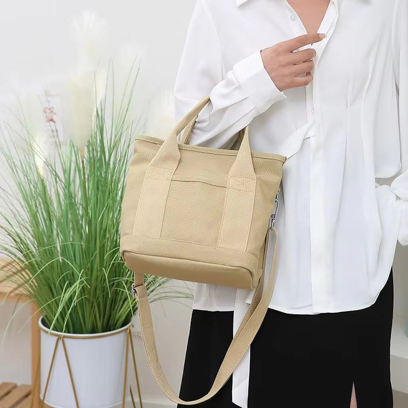Canvas Tote Bag Organized Interior Wide Soft Straps Metal Zipper