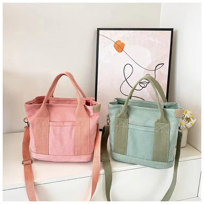 Canvas Tote Bag Organized Interior Wide Soft Straps Metal Zipper