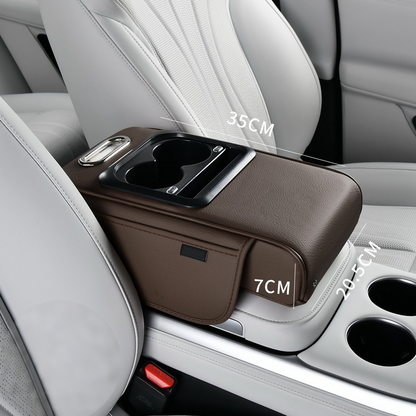 Car Armrest Organizer Padded Faux Leather USB & USB-C