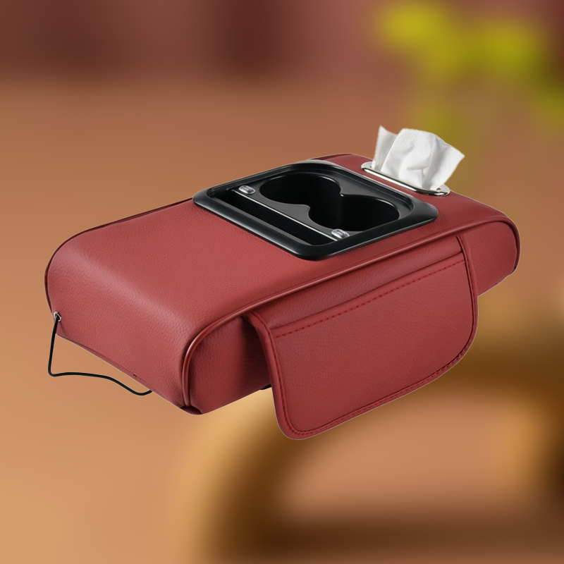 Car Armrest Organizer Padded Faux Leather USB & USB-C