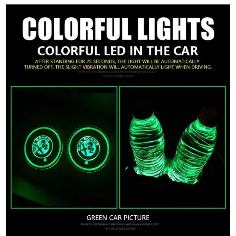 Car Coaster Set LED Lighting Motion-Activated USB-Rechargeable