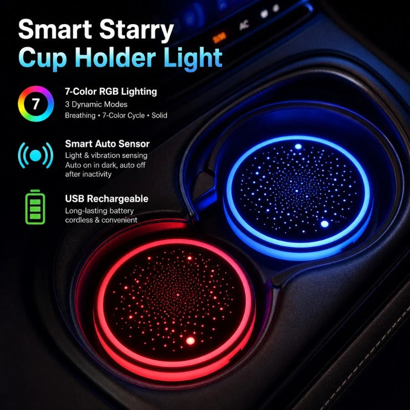 Car Coaster Set LED Lighting Motion-Activated USB-Rechargeable