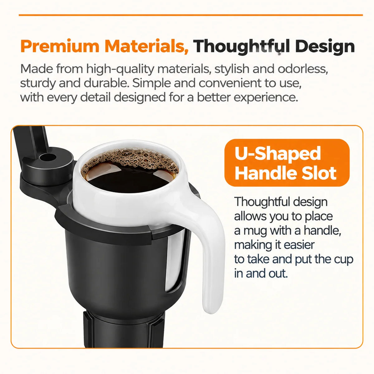 Car Cup Holder Tray 360° Adjustable With Extra Cup Holder