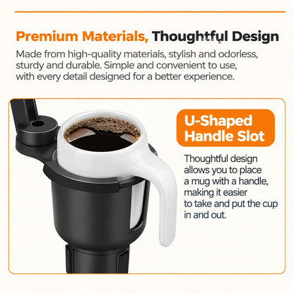 Car Cup Holder Tray 360° Adjustable With Extra Cup Holder