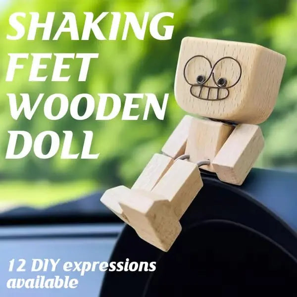 Car Dash Toy Handcrafted Wooden Bobble Head Non-Slip Adhesive
