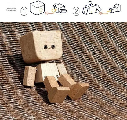 Car Dash Toy Handcrafted Wooden Bobble Head Non-Slip Adhesive