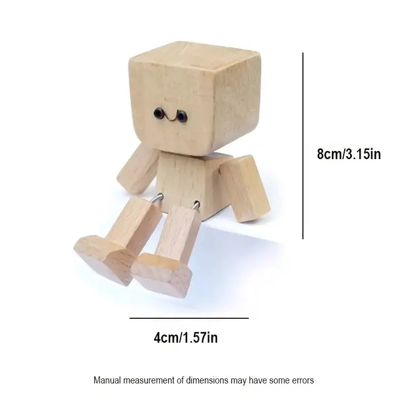 Car Dash Toy Handcrafted Wooden Bobble Head Non-Slip Adhesive
