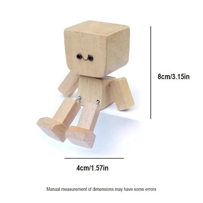 Car Dash Toy Handcrafted Wooden Bobble Head Non-Slip Adhesive