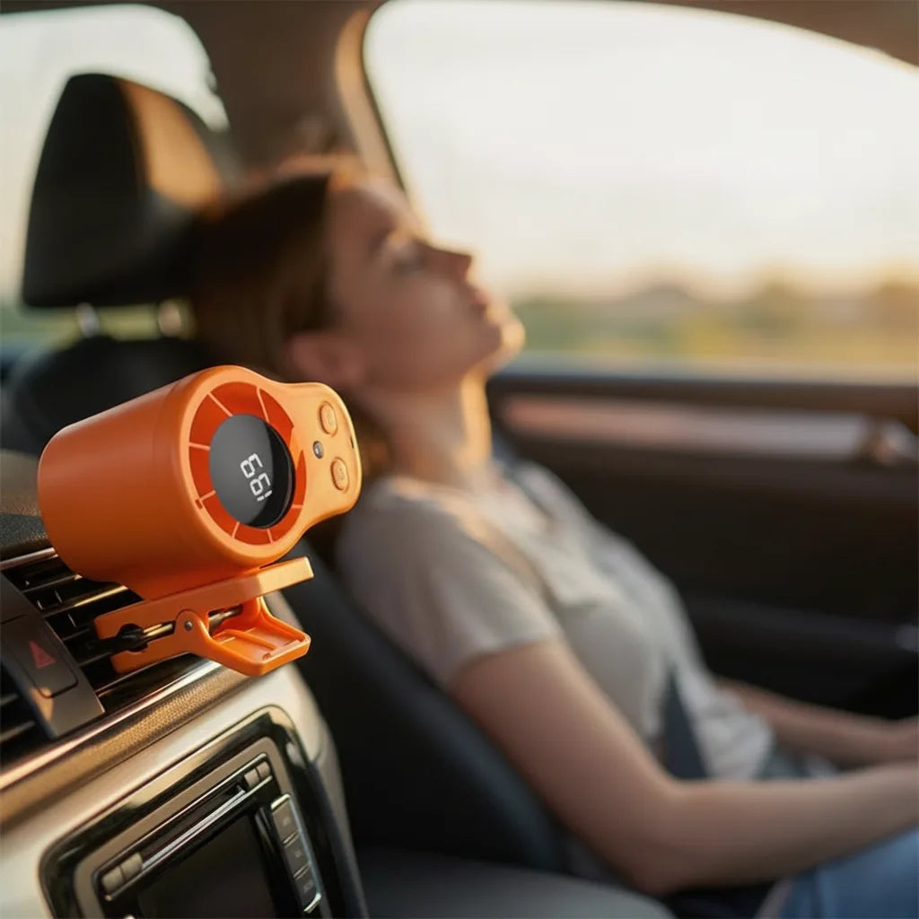 Car Fan Clamp Mount USB Rechargeable 3-Speed