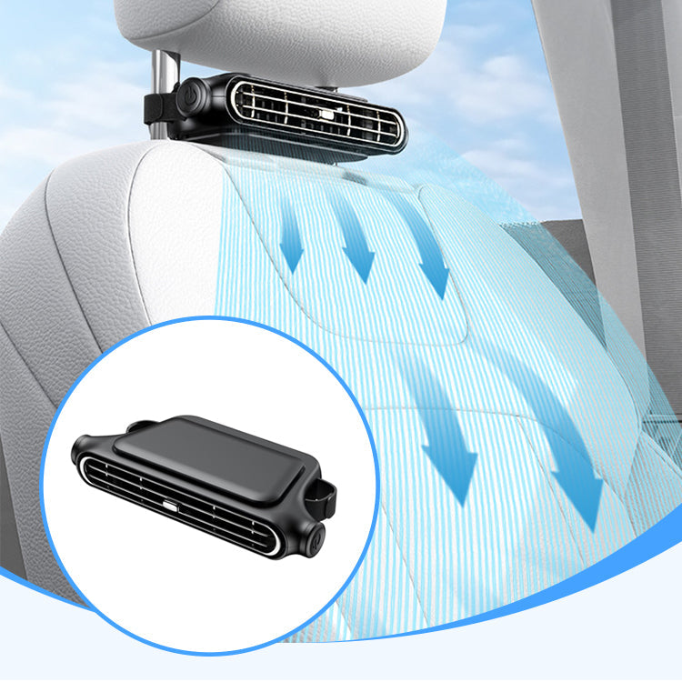 Car Headrest Fan Dual Turbine Adjustable Nozzle Rechargeable