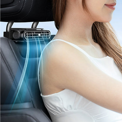 Car Headrest Fan Dual Turbine Adjustable Nozzle Rechargeable