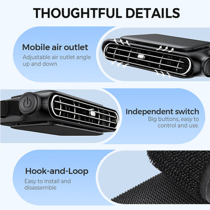 Car Headrest Fan Dual Turbine Adjustable Nozzle Rechargeable