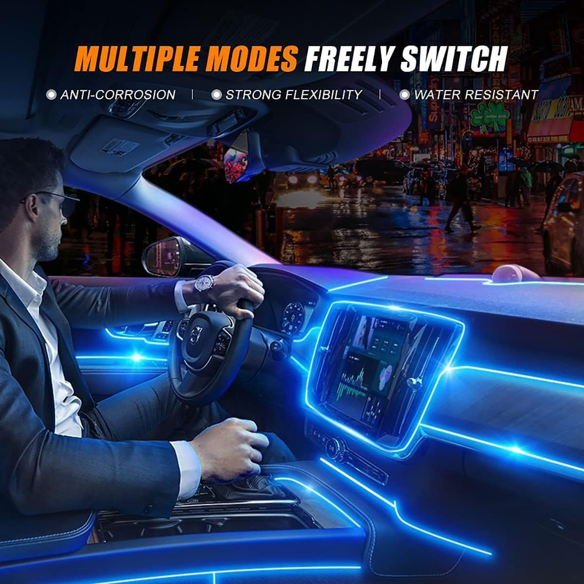 Car Interior LED Strip App-Controlled RGB Self-Adhesive