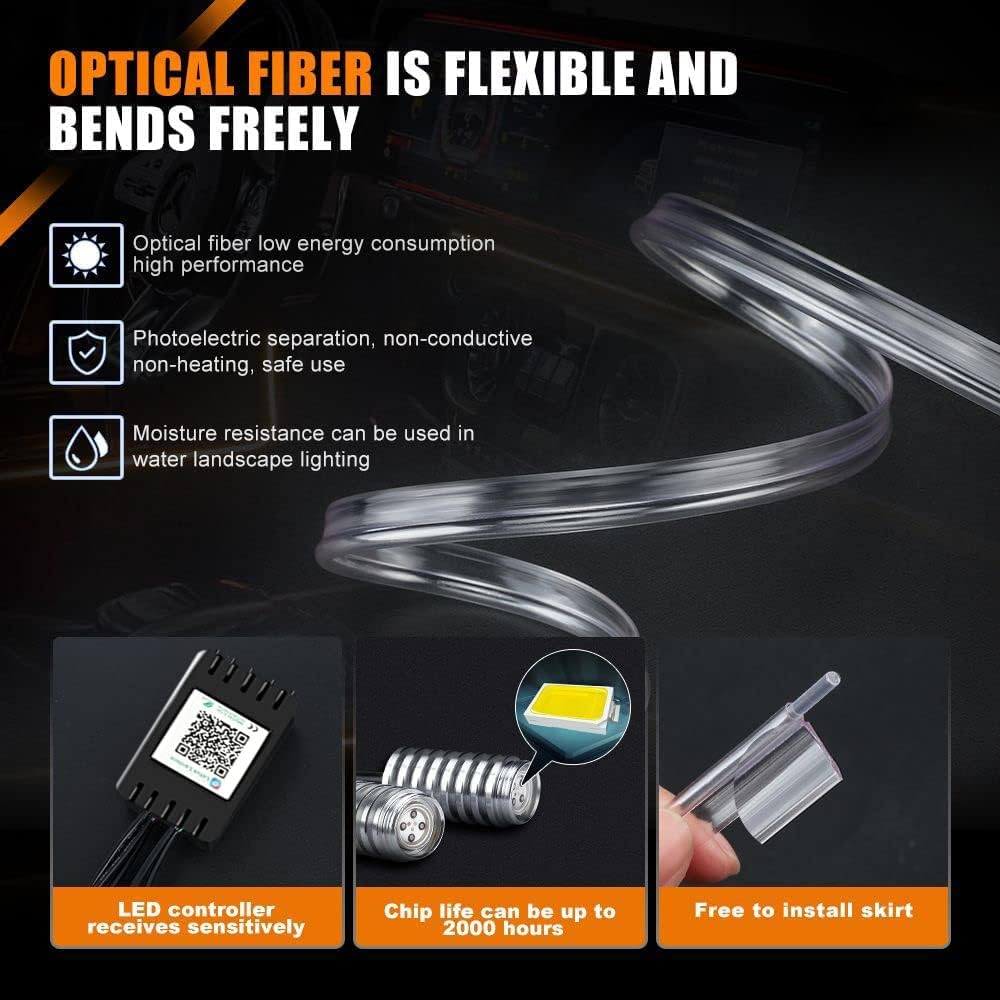 Car Interior LED Strip App-Controlled RGB Self-Adhesive
