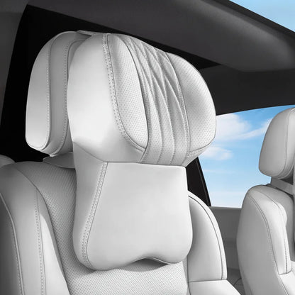 Car Neck Pillow Memory Foam Leather Cover Universal Fit
