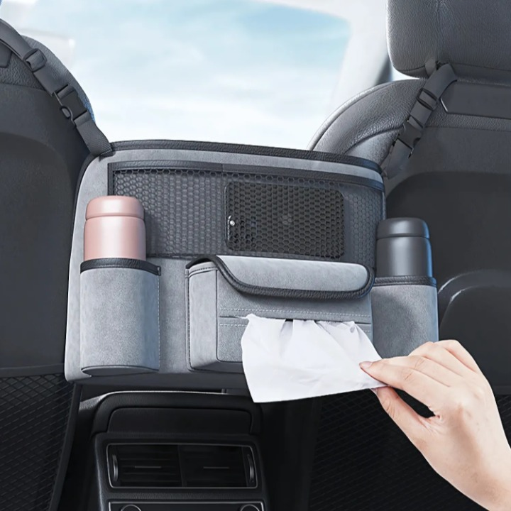 Car Organizer Multi-Compartment Cup & Phone Pockets