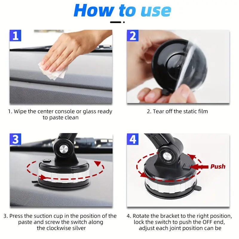 Car Phone Mount 360 Degree Rotating Suction Base