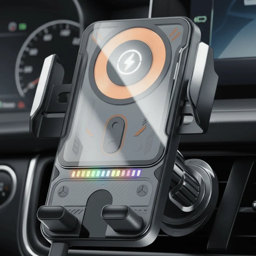 Car Phone Mount Automatic Rotation 15W Wireless Charging