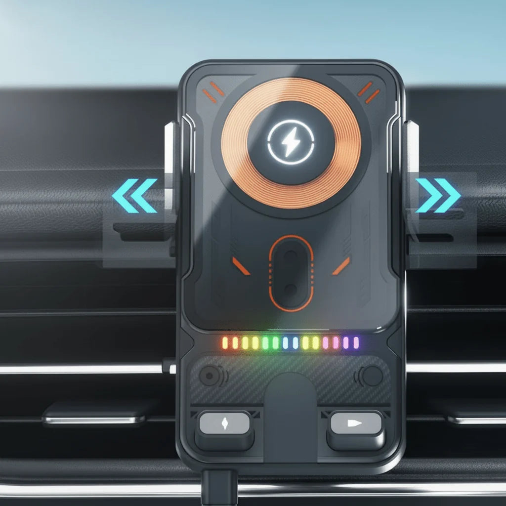 Car Phone Mount Automatic Rotation 15W Wireless Charging