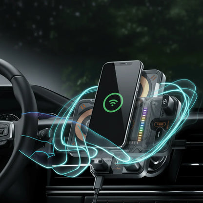 Car Phone Mount Automatic Rotation 15W Wireless Charging