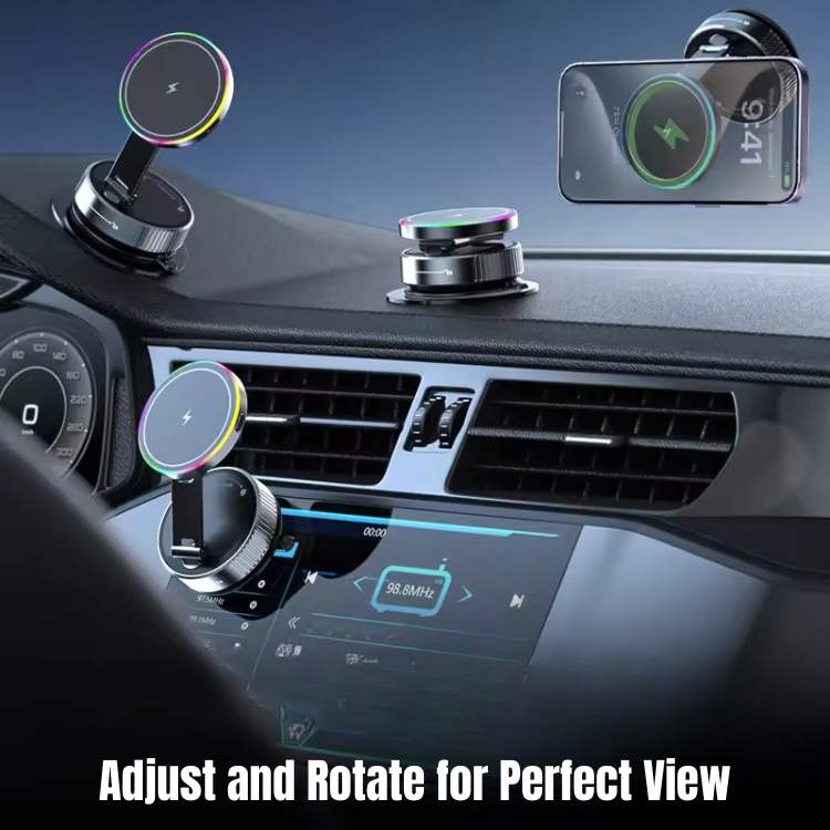 Car Phone Mount Magnetic 15W Wireless 360° Rotation