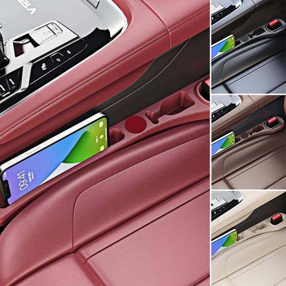Car Seat Gap Filler PU Leather Storage Pockets