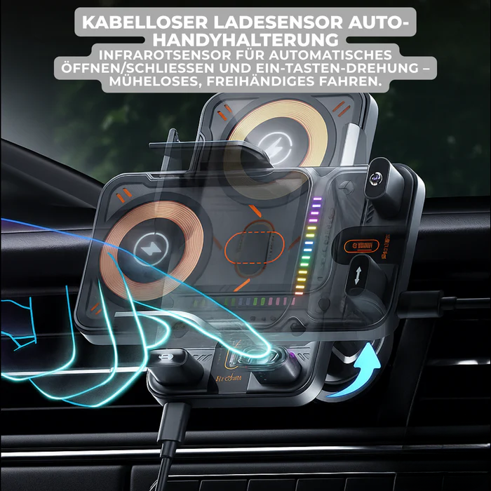 Car Vent Phone Holder 15W Wireless Rotatable Auto Clamping Arms