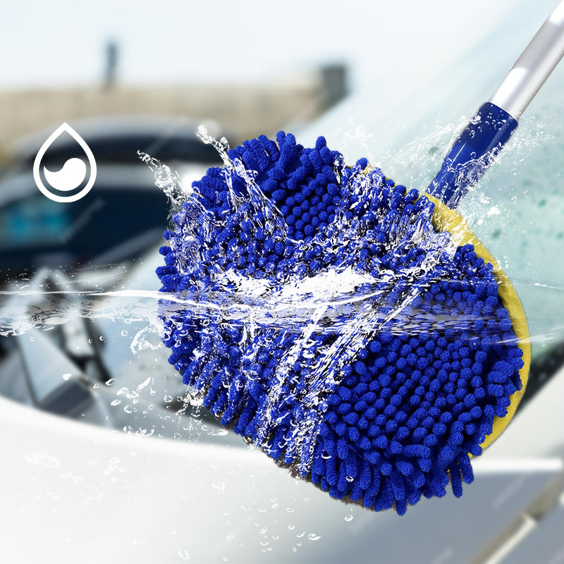 Car Wash Brush Telescopic Handle Rotating Microfiber Head