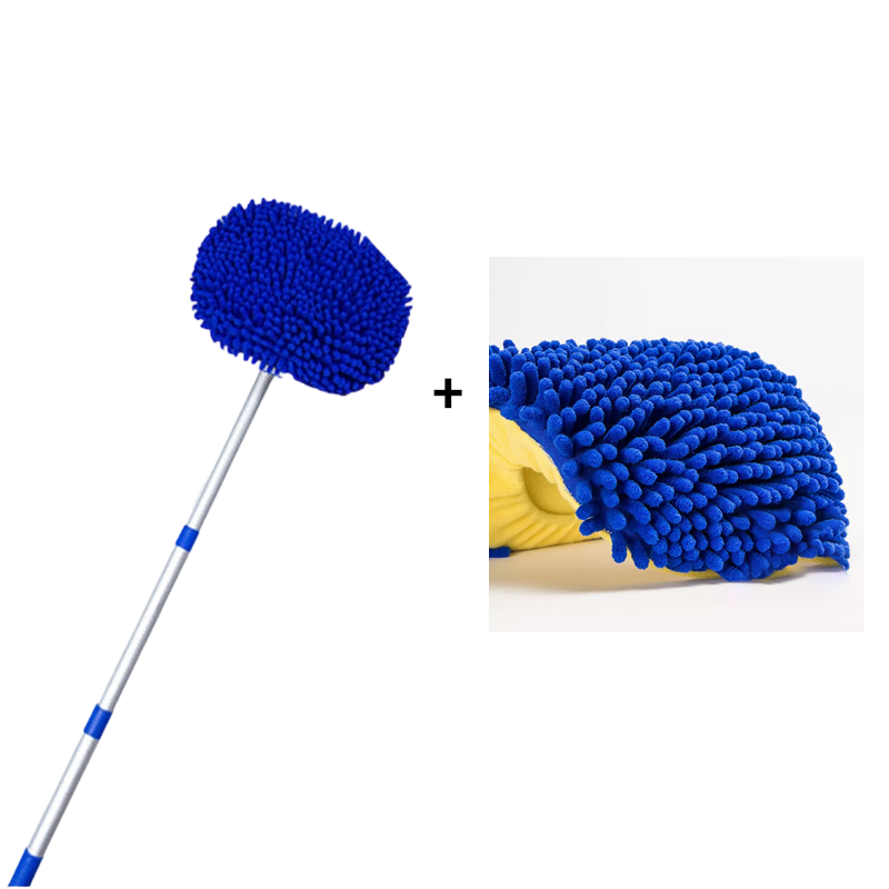 Car Wash Brush Telescopic Handle Rotating Microfiber Head