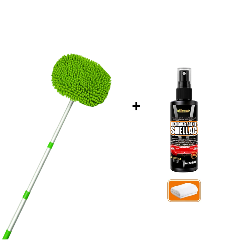 Car Wash Brush Telescopic Handle Rotating Microfiber Head