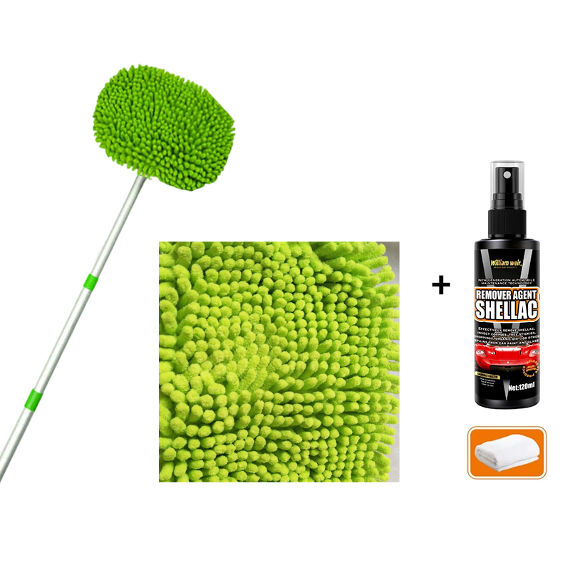 Car Wash Brush Telescopic Handle Rotating Microfiber Head