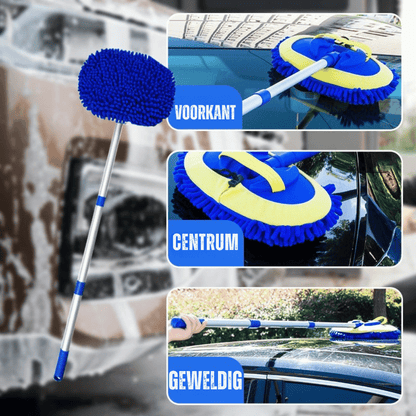 Car Wash Brush Telescopic Handle Rotating Microfiber Head