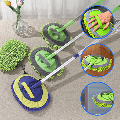 Car Wash Brush Telescopic Handle Rotating Microfiber Head