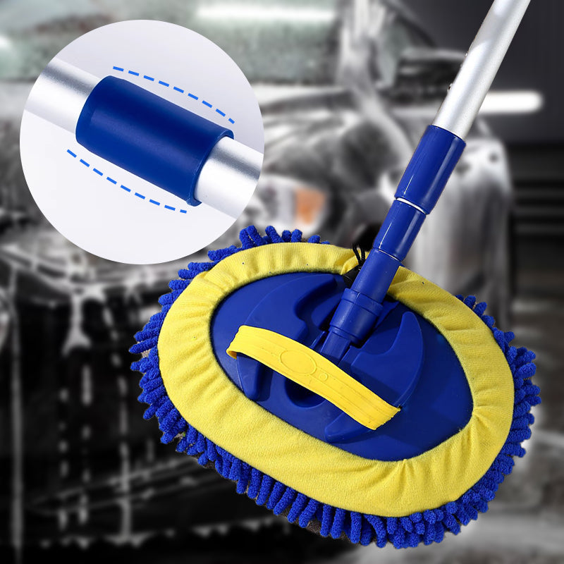 Car Wash Brush Telescopic Handle Rotating Microfiber Head