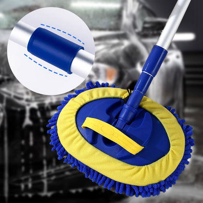 Car Wash Brush Telescopic Handle Rotating Microfiber Head